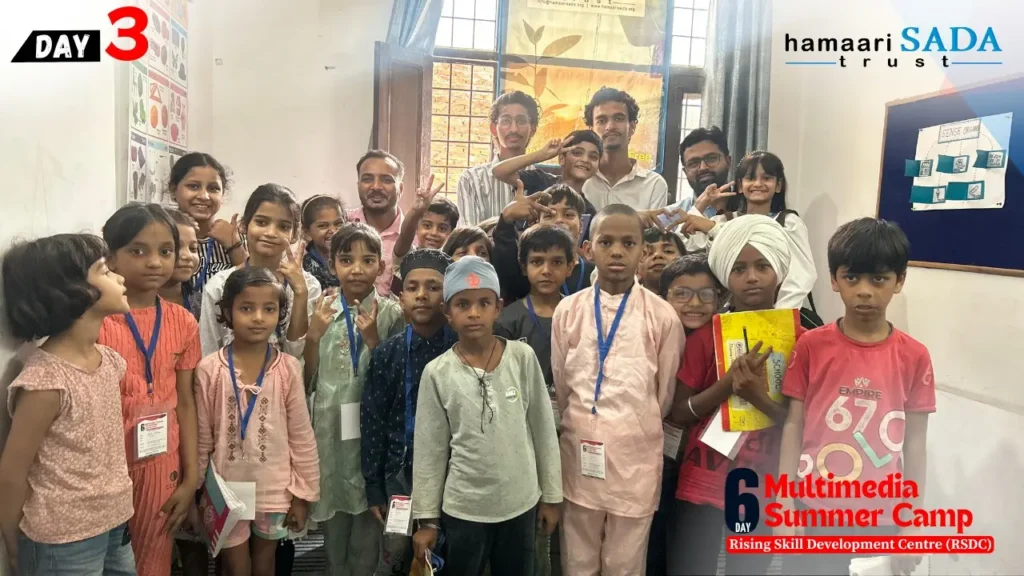 On the third day of the six-day Creative Fun Activities Summer Camp, organized by Hamaari Sada Trust at the Rising Skill Development Centre (RSDC), students enthusiastically engaged in a variety of interactive and educational activities.