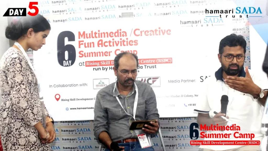 5th day of the Multimedia Summer Camp at RSDC featured Parwez Shahin on Video Editing and Graphics