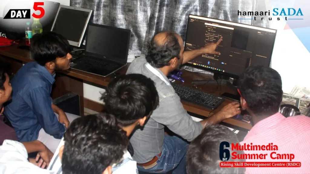 5th day of the Multimedia Summer Camp at RSDC featured Parwez Shahin on Video Editing and Graphics