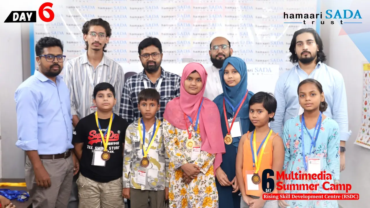The final day of the six-day Creative Fun Activities Summer Camp at the Rising Skill Development Centre (RSDC), organized by Hamaari Sada Trust, began with a vibrant prize distribution ceremony, where winners from all six creative categories were honoured with 1st, 2nd, and 3rd prizes. A total of 71 students had participated in the camp, and several were also recognized with special awards for outstanding performance.