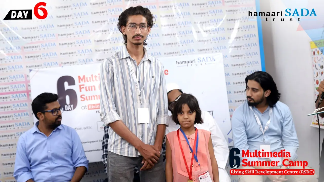 The final day of the six-day Creative Fun Activities Summer Camp at the Rising Skill Development Centre (RSDC), organized by Hamaari Sada Trust, began with a vibrant prize distribution ceremony, where winners from all six creative categories were honoured with 1st, 2nd, and 3rd prizes. A total of 71 students had participated in the camp, and several were also recognized with special awards for outstanding performance.