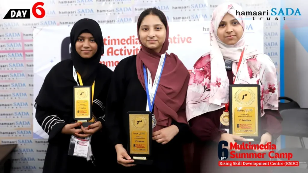 Prize distribution held on Day 6 of the Multimedia Summer Camp by Prof. (Dr.) Manawwar Alam and Dr. Halima Sadi at Rising Skill Development Centre (RSDC)
