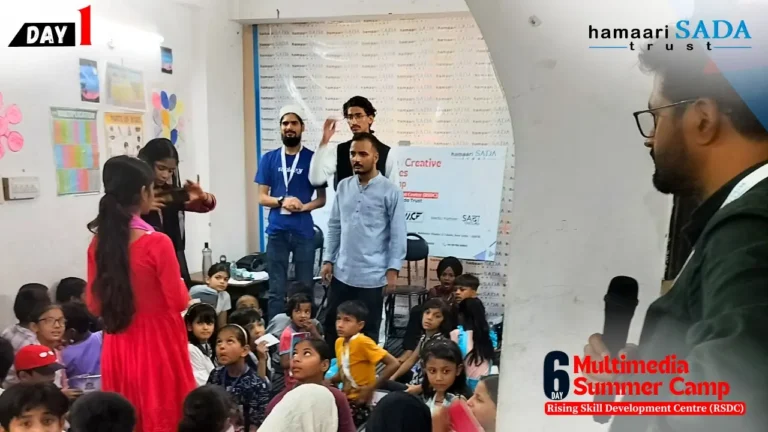 The six-day Creative Fun Activities Summer Camp kicked off on its first day at the Rising Skill Development Centre (RSDC), Hamaari Sada Trust, located in Madanpur Khadar JJ Colony, New Delhi, 110076