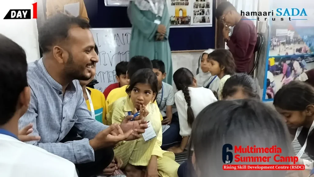 The six-day Creative Fun Activities Summer Camp kicked off on its first day at the Rising Skill Development Centre (RSDC), Hamaari Sada Trust, located in Madanpur Khadar JJ Colony, New Delhi, 110076